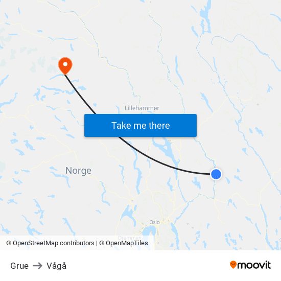 Grue to Vågå map