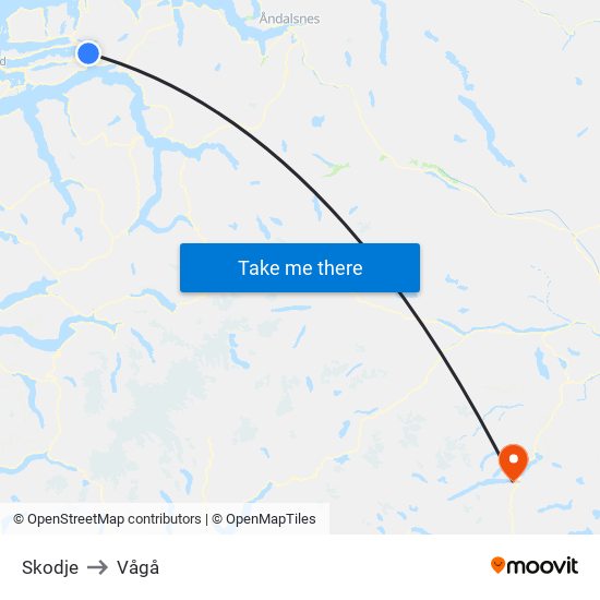 Skodje to Vågå map