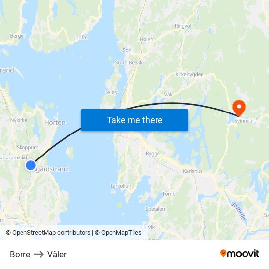 Borre to Våler map