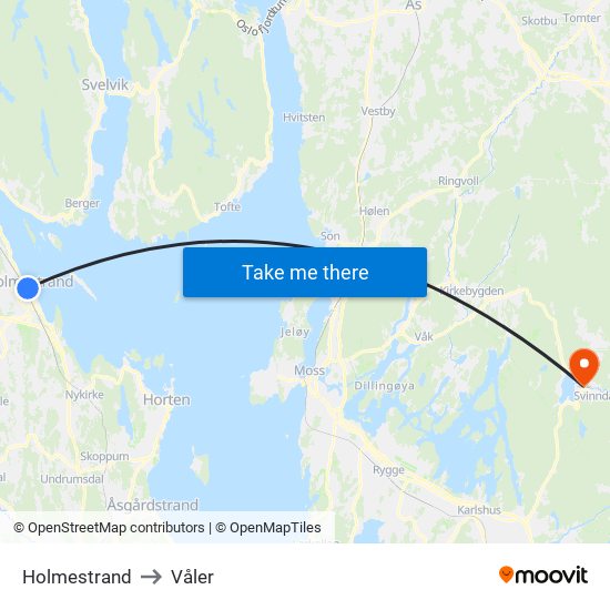 Holmestrand to Våler map