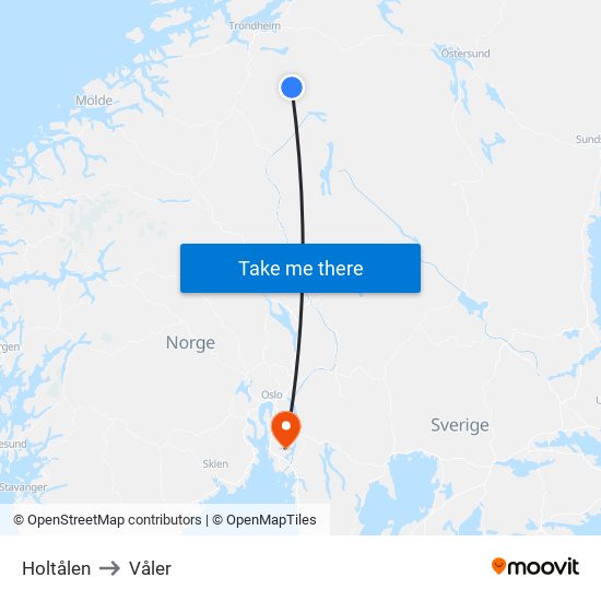 Holtålen to Våler map