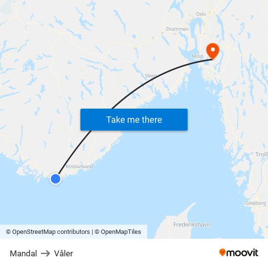 Mandal to Våler map