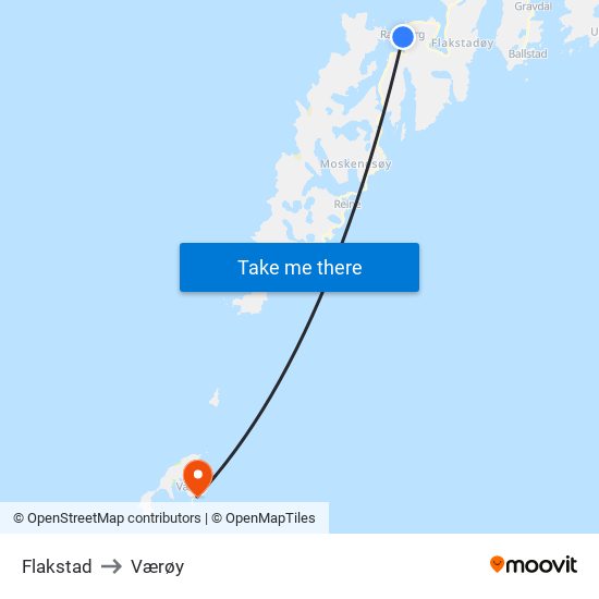Flakstad to Værøy map