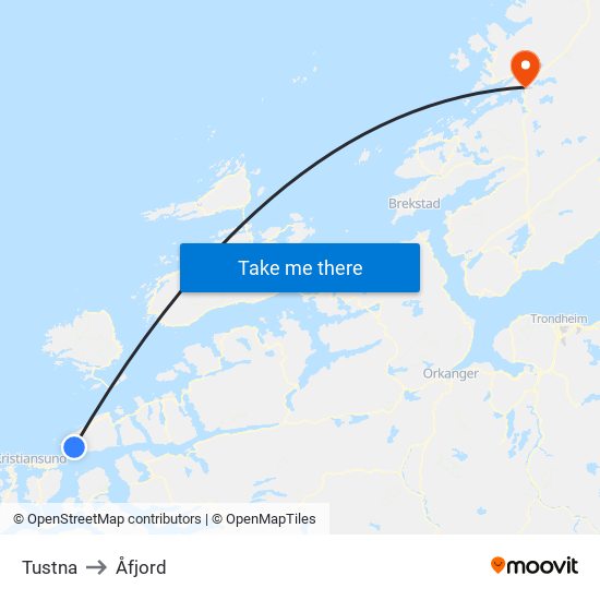 Tustna to Åfjord map