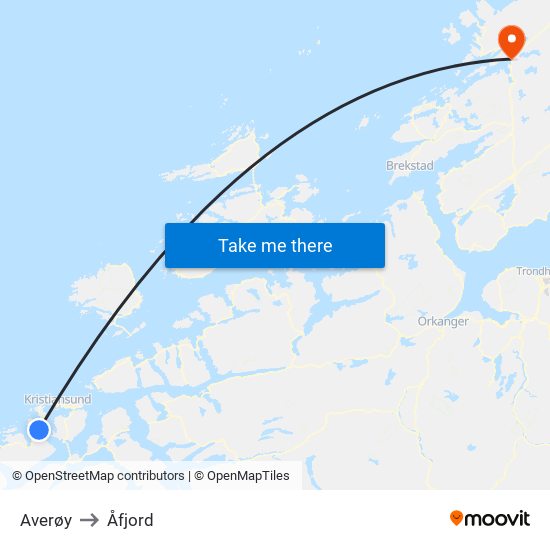 Averøy to Åfjord map