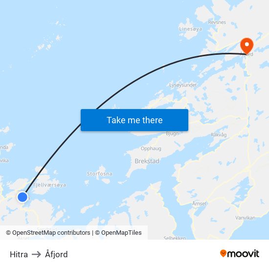 Hitra to Åfjord map