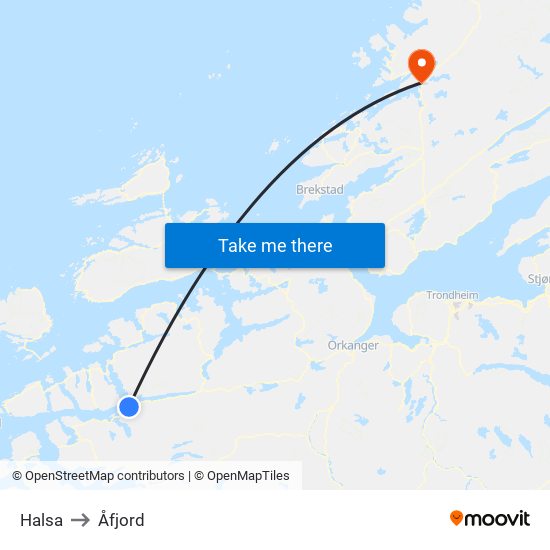 Halsa to Åfjord map