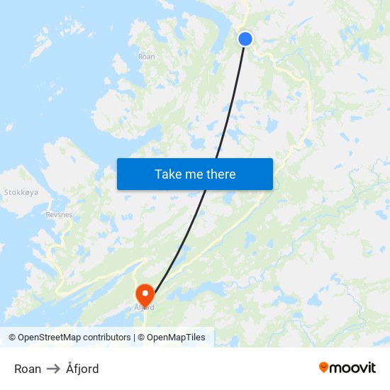 Roan to Åfjord map