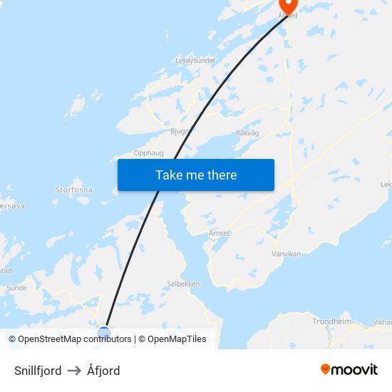 Snillfjord to Åfjord map