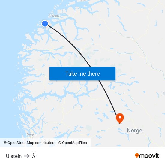 Ulstein to Ål map