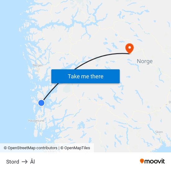 Stord to Ål map