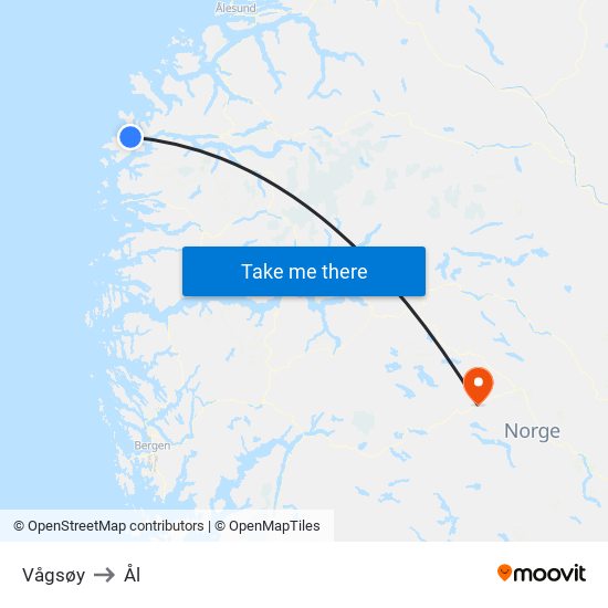 Vågsøy to Ål map