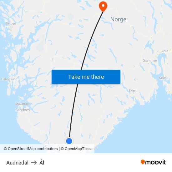 Audnedal to Ål map