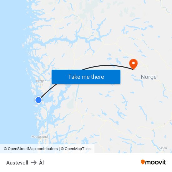Austevoll to Ål map
