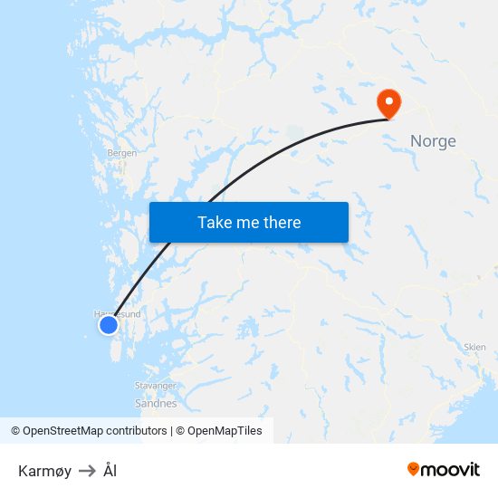 Karmøy to Ål map