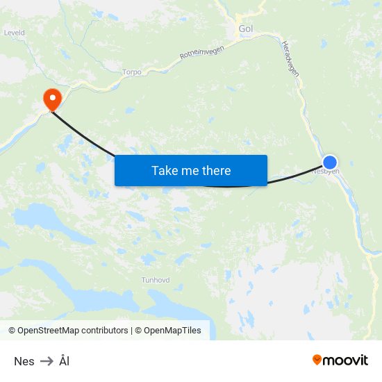 Nes to Ål map