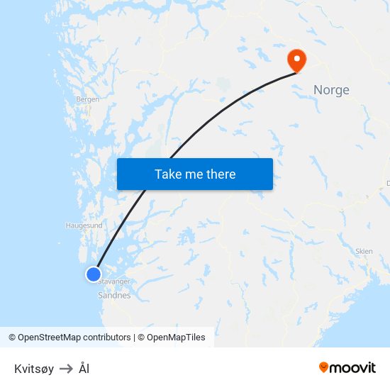 Kvitsøy to Ål map