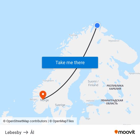 Lebesby to Ål map