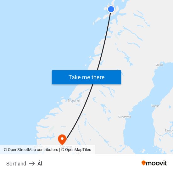 Sortland to Ål map