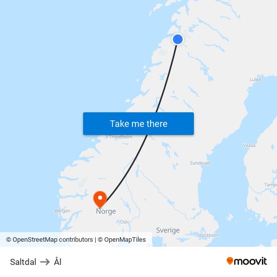 Saltdal to Ål map