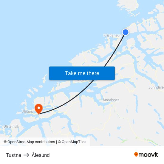 Tustna to Ålesund map