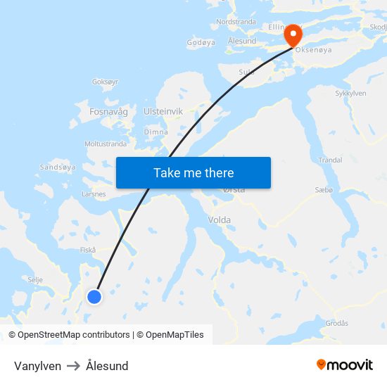 Vanylven to Ålesund map