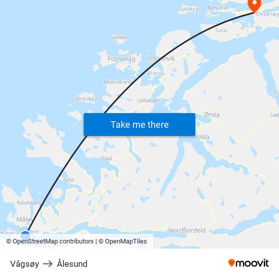 Vågsøy to Ålesund map