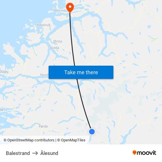 Balestrand to Ålesund map
