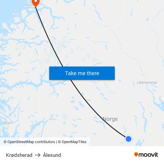 Krødsherad to Ålesund map