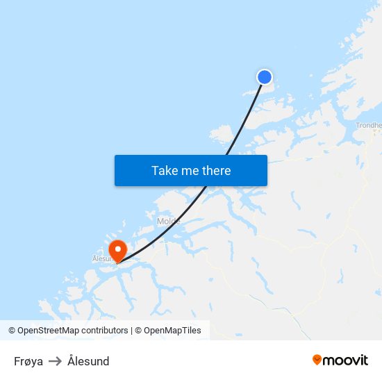 Frøya to Ålesund map