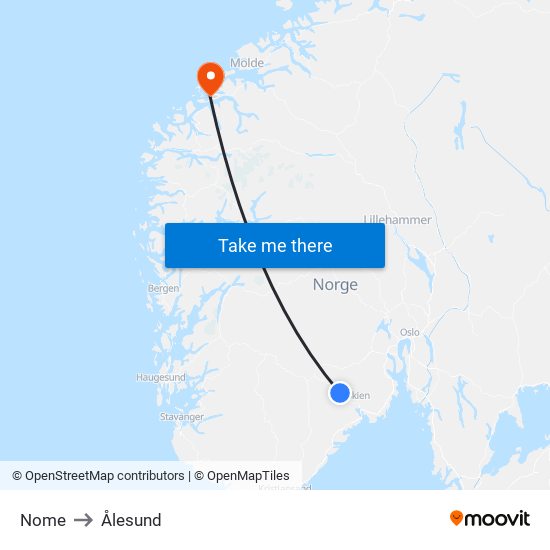 Nome to Ålesund map