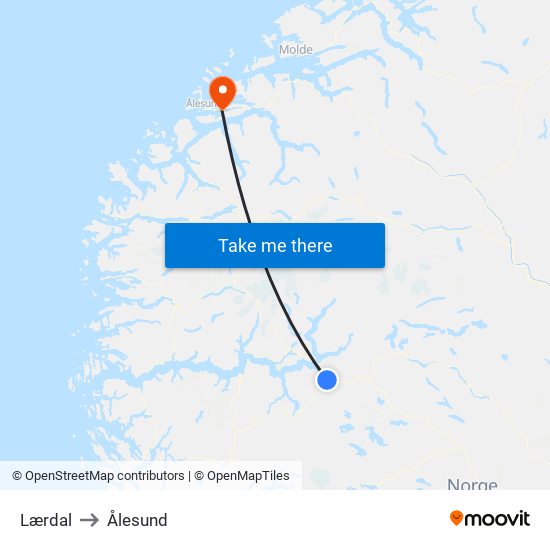Lærdal to Ålesund map