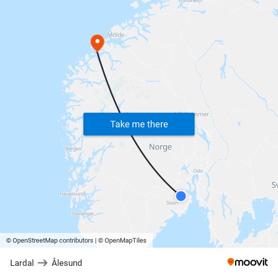 Lardal to Ålesund map