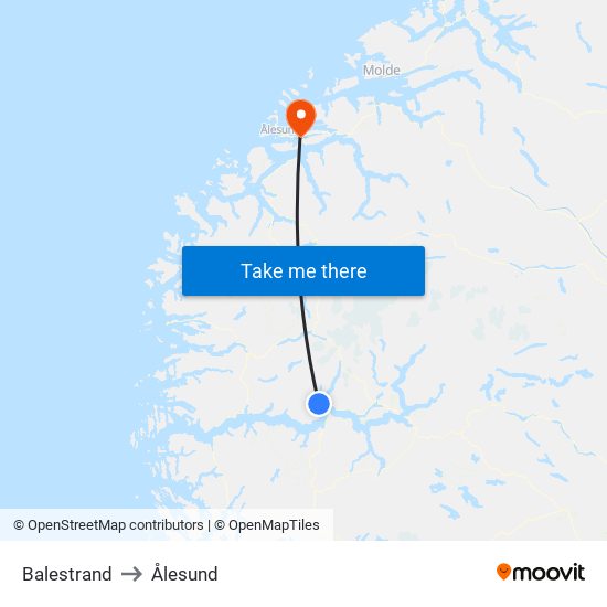 Balestrand to Ålesund map
