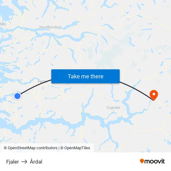 Fjaler to Årdal map
