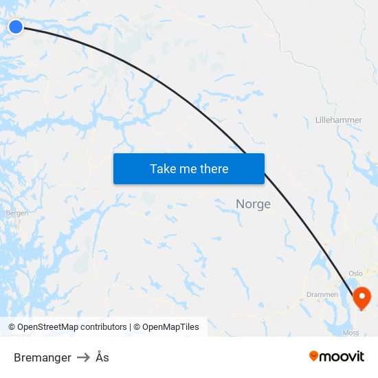 Bremanger to Ås map