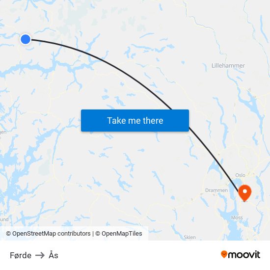 Førde to Ås map