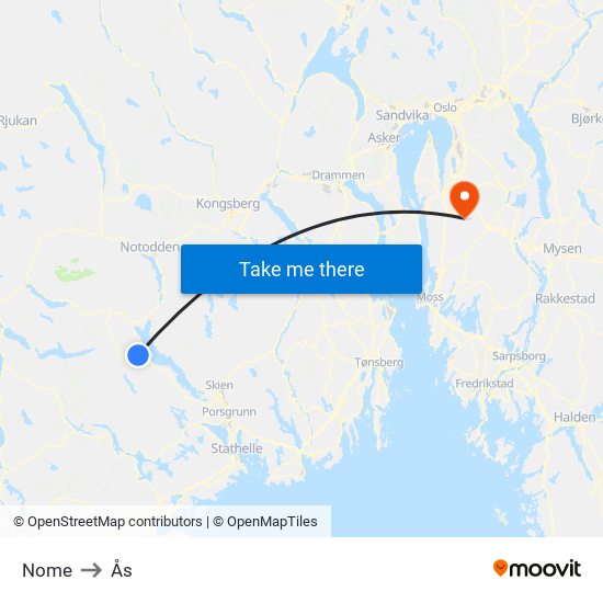Nome to Ås map