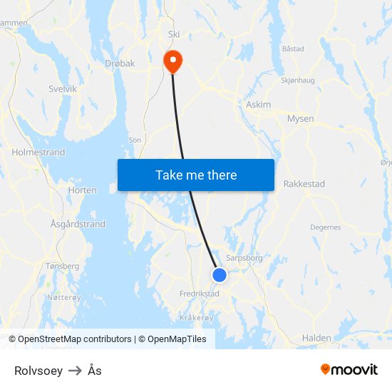 Rolvsoey to Ås map