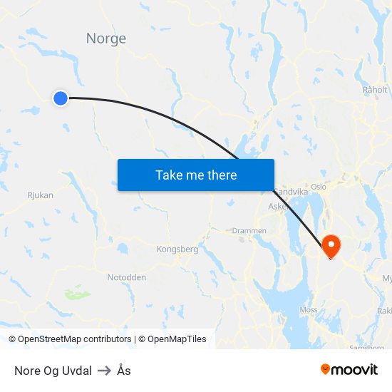 Nore Og Uvdal to Ås map