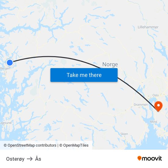 Osterøy to Ås map