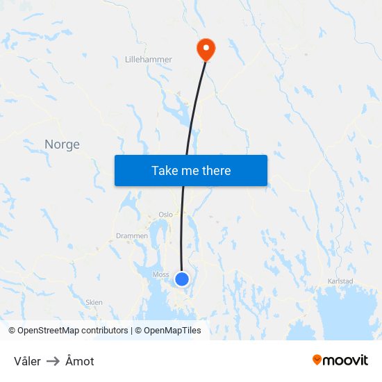 Våler to Åmot map