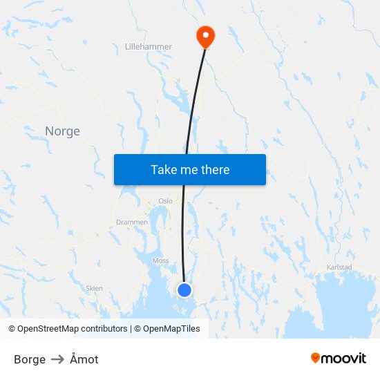 Borge to Åmot map