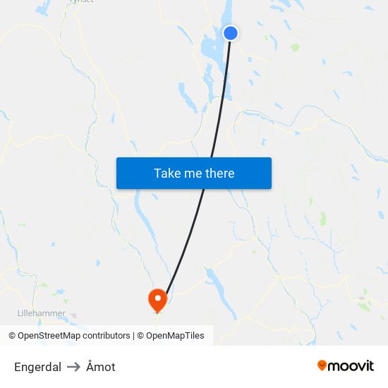 Engerdal to Åmot map