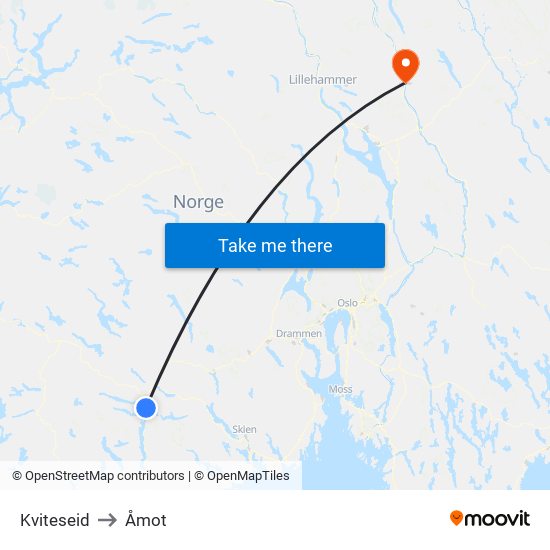 Kviteseid to Åmot map