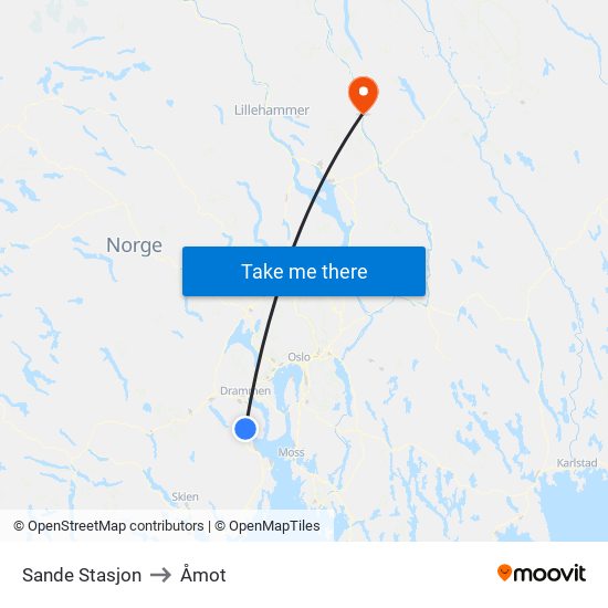 Sande Stasjon to Åmot map