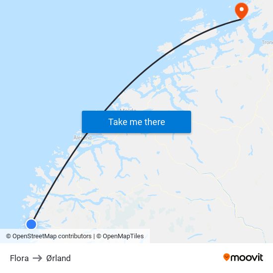 Flora to Ørland map