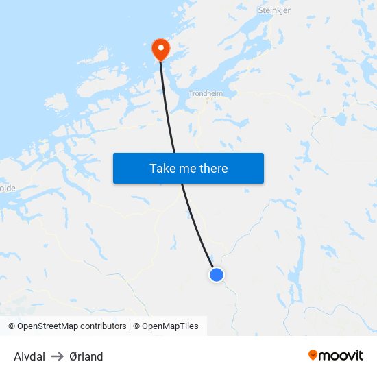 Alvdal to Ørland map
