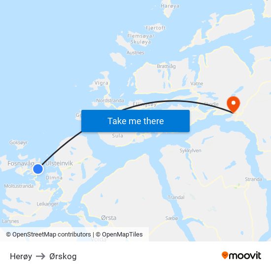 Herøy to Ørskog map