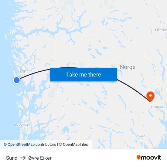 Sund to Øvre Eiker map